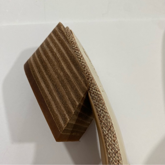 Vince Camuto NEW 8.5 Selarin Raffia Fiber Low Block Heels Mules Slip On Beige - Picture 9 of 13